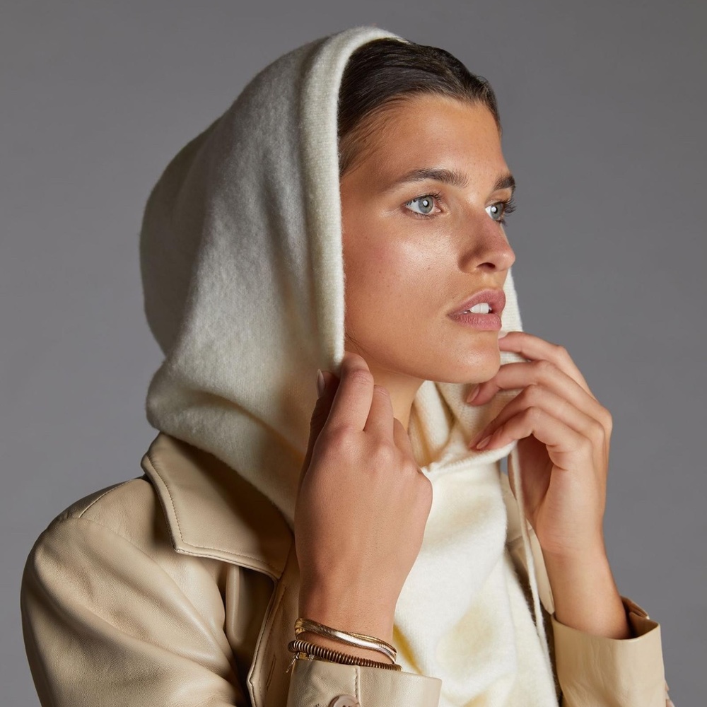 NWT Anthropologie Cream Snood Hooded Scarf